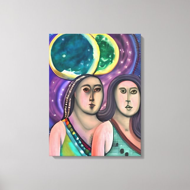 Lienzo Dos mujeres bajo la luna (Anverso)