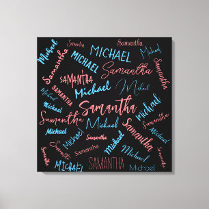 Lienzo Dos nombres parejas patrón monograma azul claro ro