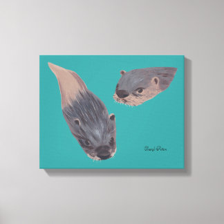 Lienzo Dos nutrias de natación pinturas envueltas