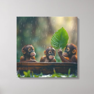 Lienzo Dos Orangutans Bebés