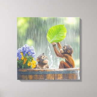 Lienzo Dos Orangutans Bebés