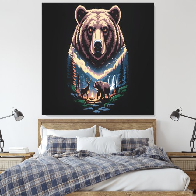 Lienzo Dos osos en el bosque oscuro (Insitu(Dormitorio))