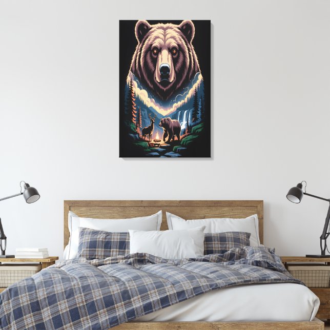 Lienzo Dos osos en el bosque oscuro (Insitu(Dormitorio))