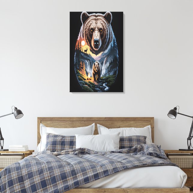 Lienzo Dos osos en el bosque oscuro 2 (Insitu(Dormitorio))