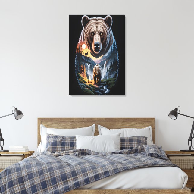 Lienzo Dos osos en el bosque oscuro 2 (Insitu(Dormitorio))