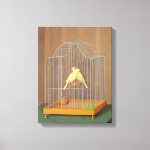 Lienzo Dos pájaros canarios en una jaula (de Antonio Dong