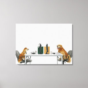 Lienzo Dos perros con corbata y gafas, sentados