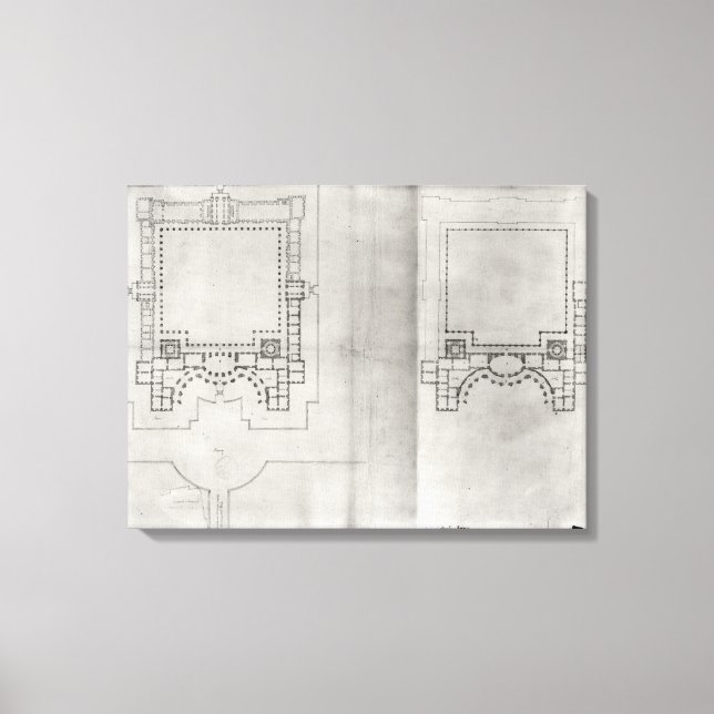 Lienzo Dos planes para el primer proyecto del Louvre (Anverso)