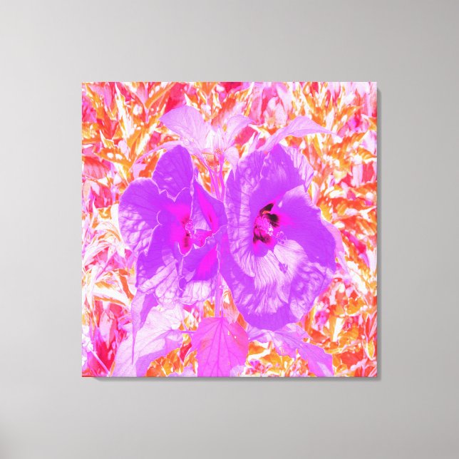 Lienzo Dos púrpura y picante ciruela loca Hibiscus (Anverso)