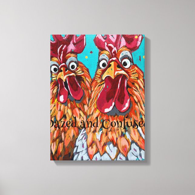 Lienzo Dos Roosters Quirky (Anverso)