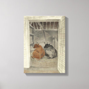 Lienzo Dos vacas en un establo (por Eric Ravilious)