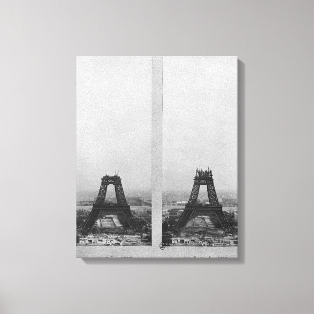 Lienzo Dos vistas a la construcción del Eiffel (Anverso)