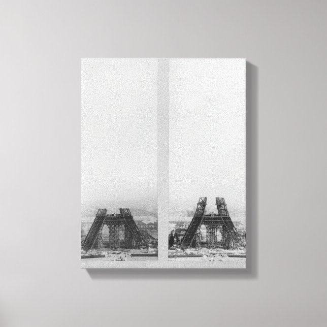 Lienzo Dos vistas a la construcción del Eiffel (Anverso)