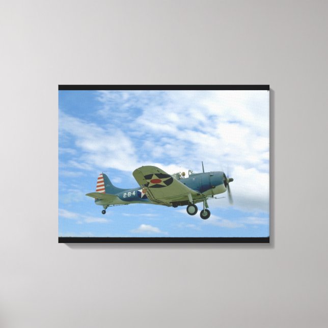 Lienzo Douglas SBD inmaculado, volando, aviones Side_WII (Anverso)