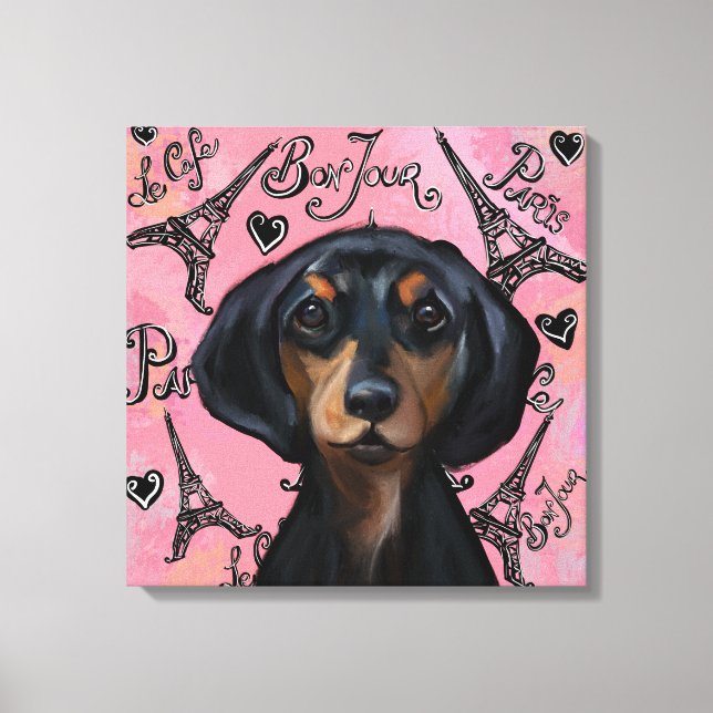 Lienzo Doxie negro y canela (Anverso)