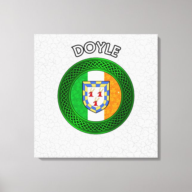 Lienzo Doyle Escudo y Knot celta en Shamrock (Anverso)