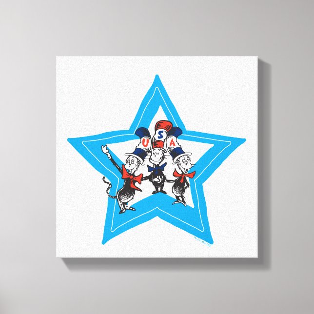 Lienzo Dr. Seuss | Gráfico de Gorras de Little Cats USA (Anverso)