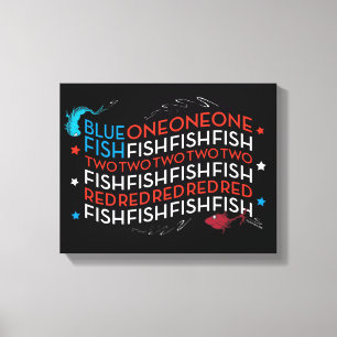 Lienzo Dr. Seuss Pez Rojo Pez Azul Gráfico de la Bander