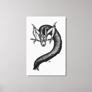 Lienzo Dragón al estilo del tatuaje