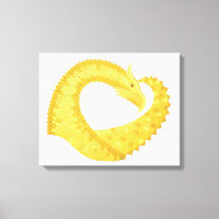 Dragón amarillo del corazón en blanco