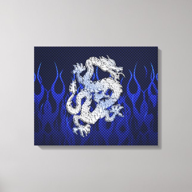 Lienzo Dragón azul en los estilos cromados de fibra de ca (Anverso)