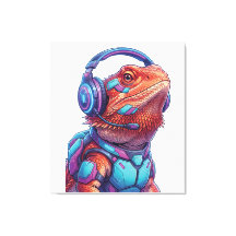 Dragón Barbudo Cyberpunk - Lagarto Gamer con Cabez