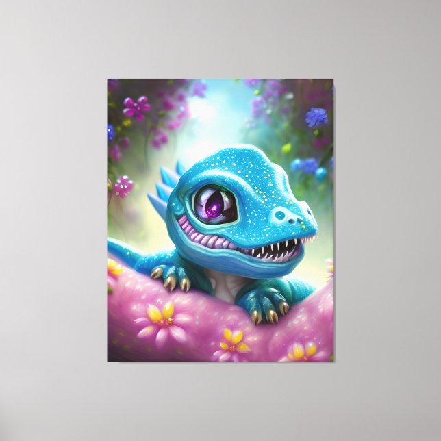 Lienzo dragón bebé fantástico Kawaii lindo y adorable  (Anverso)