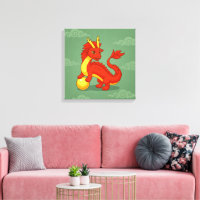 Dragón Chino Rojo sobre Verde