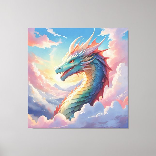 Lienzo Dragón colorido en el cielo (Anverso)