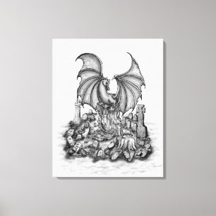 Lienzo Dragón con zombi