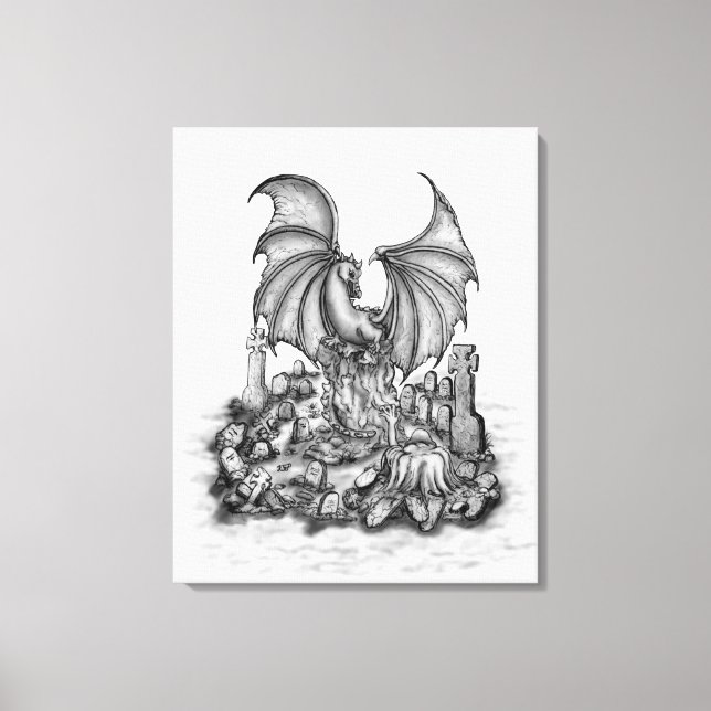 Lienzo Dragón con zombi (Anverso)