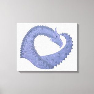 Lienzo Dragón de corazón azul-gris sobre blanco