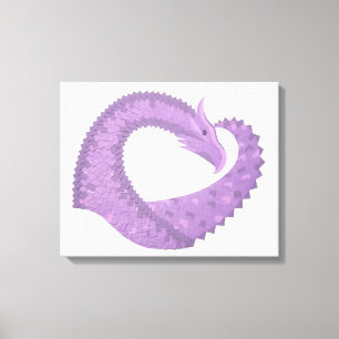 Lienzo Dragón de corazón morado de lavanda en blanco