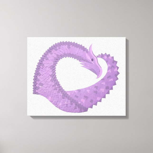 Lienzo Dragón de corazón morado de lavanda en blanco (Anverso)