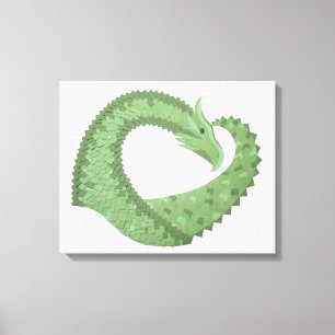 Lienzo Dragón de corazón verde oliva en blanco