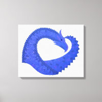 Dragón del corazón azul sobre blanco