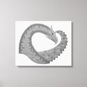 Lienzo Dragón del corazón gris sobre blanco