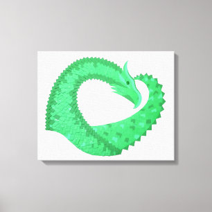 Lienzo Dragón del corazón verde sobre blanco