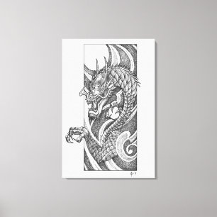 Lienzo Dragon Dotwork Ryu