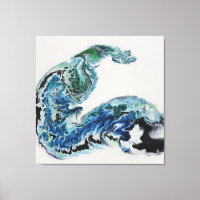 “Dragón en las olas – Canva abstracto de energía o
