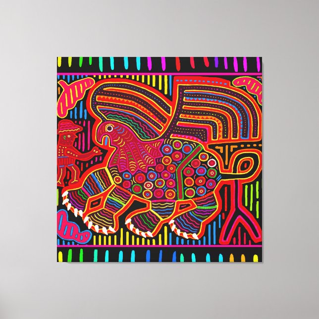 Lienzo Dragón Kuna indio amigable Mola (Anverso)