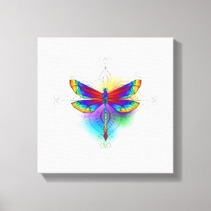 Lienzo Dragón poligonal arcoiris