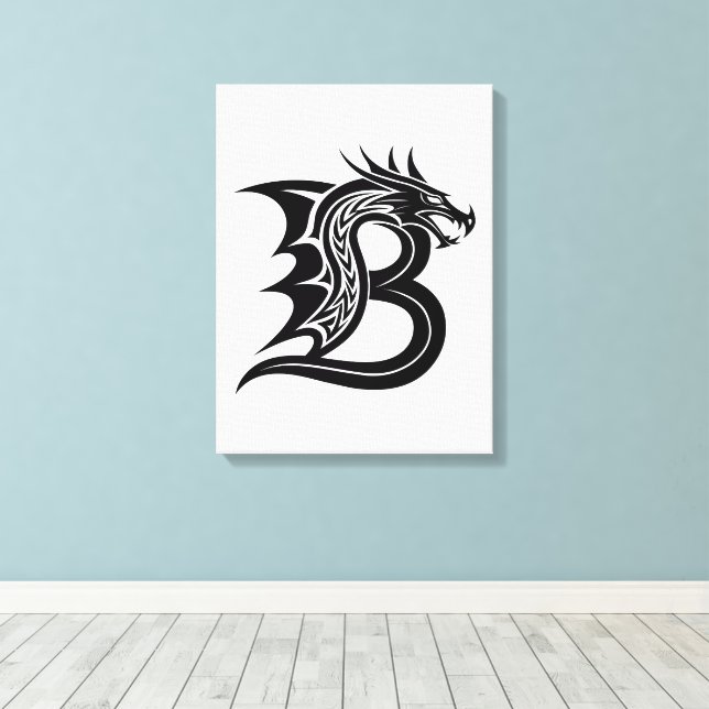 Lienzo Dragon Styled Letter B, Dragon Alphabet, Monogram (Insitu (piso de madera))