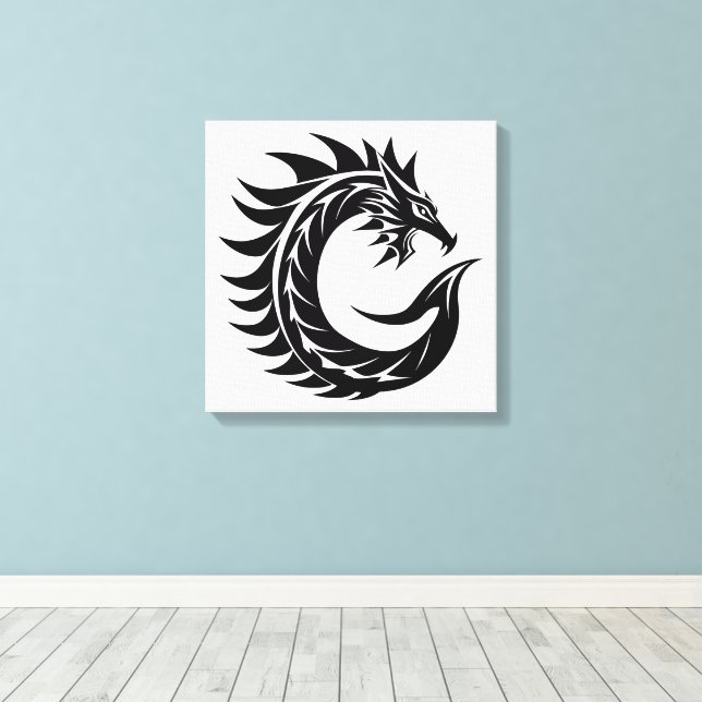 Lienzo Dragon Styled Letter C, Dragon Alphabet, Monogram (Insitu (piso de madera))