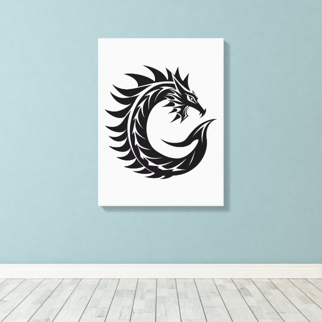 Lienzo Dragon Styled Letter C, Dragon Alphabet, Monogram (Insitu (piso de madera))