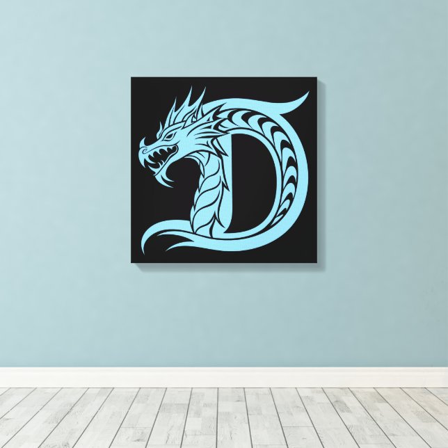Lienzo Dragon Styled Letter D, Dragon Alphabet, Monogram (Insitu (piso de madera))