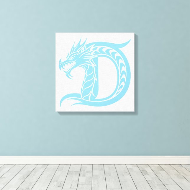 Lienzo Dragon Styled Letter D, Dragon Alphabet, Monogram (Insitu (piso de madera))