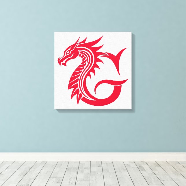 Lienzo Dragon Styled Letter G, Dragon Alphabet, Monogram (Insitu (piso de madera))