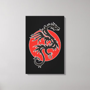 Lienzo Dragon Sun - blanco rojo negro + tus ideas