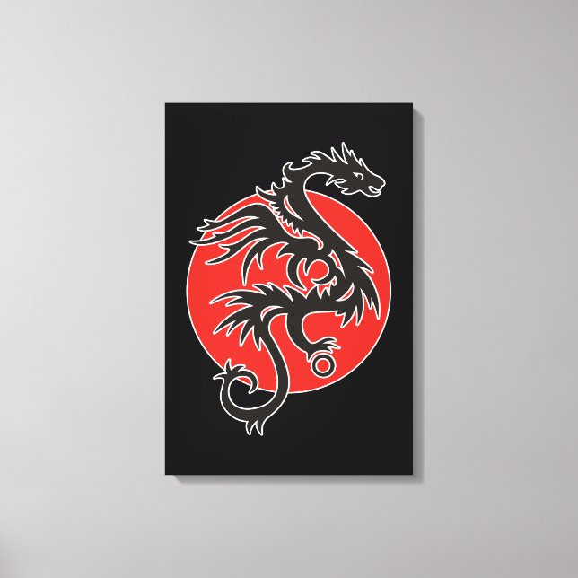 Lienzo Dragon Sun - blanco rojo negro + tus ideas (Anverso)